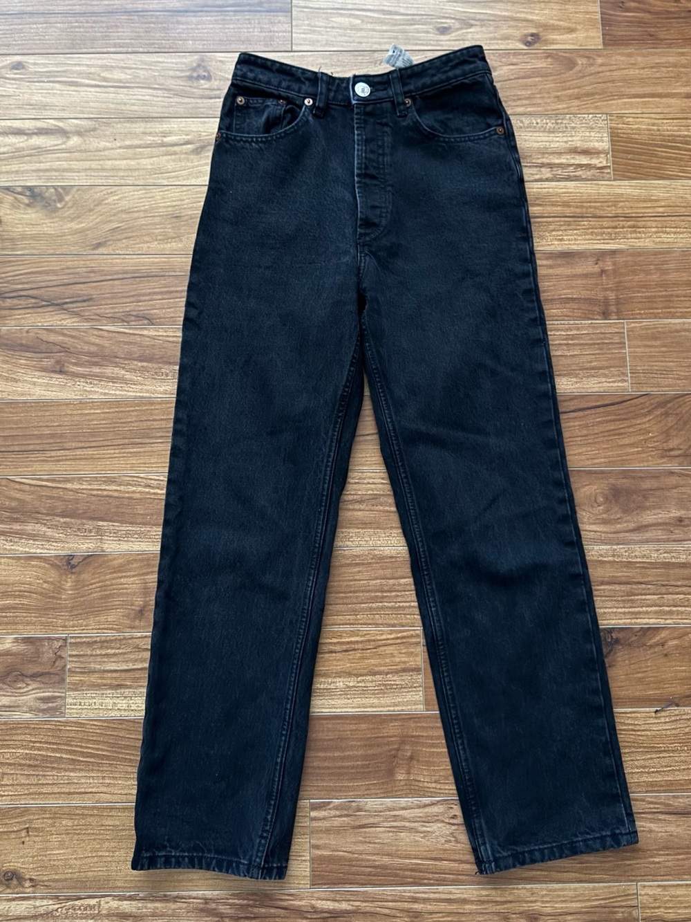 Zara Black High-Rise Straight Leg Jeans Size 2